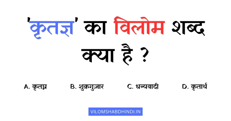कृतज्ञ का विलोम शब्द क्या होता है? Kritagya Ka Vilom Shabd Hindi Mein